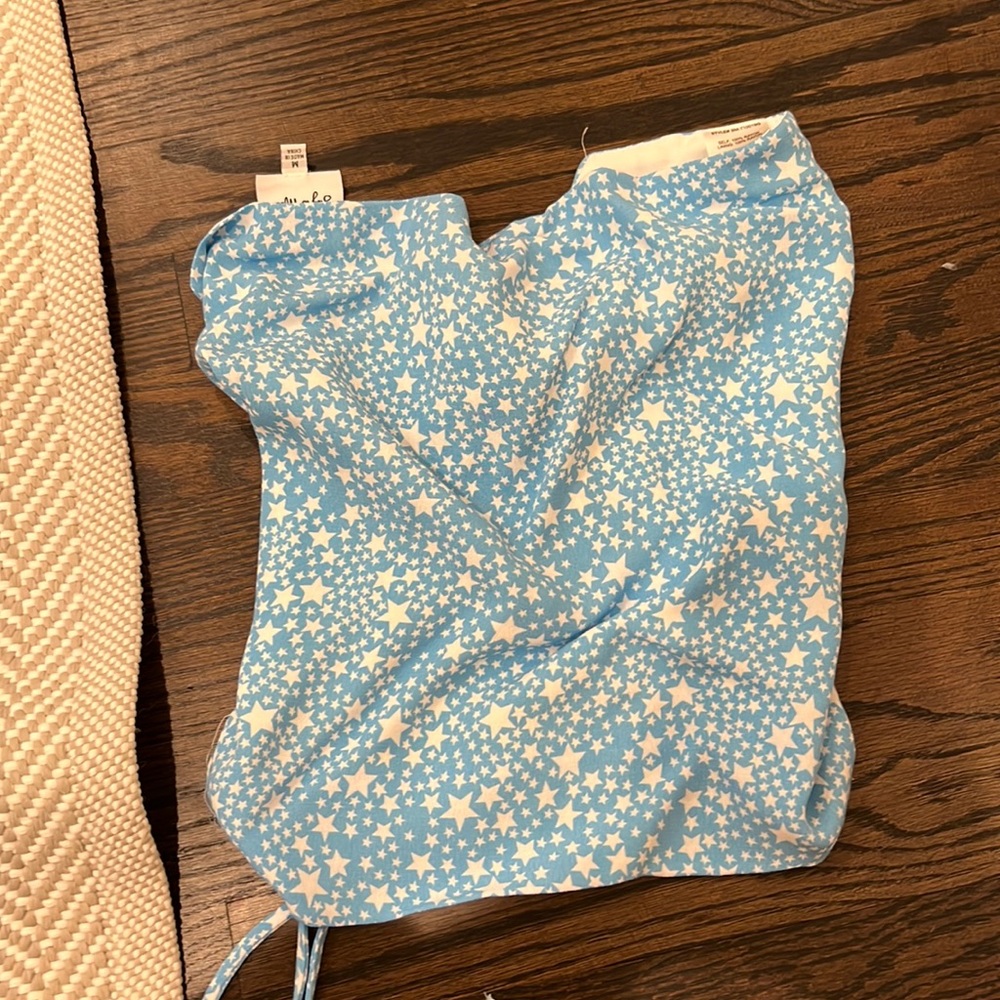 Blue star strapless going out top